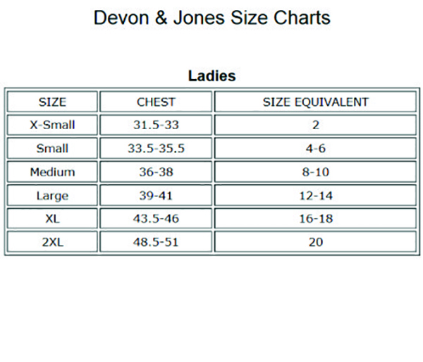 Devon And Jones Size Chart